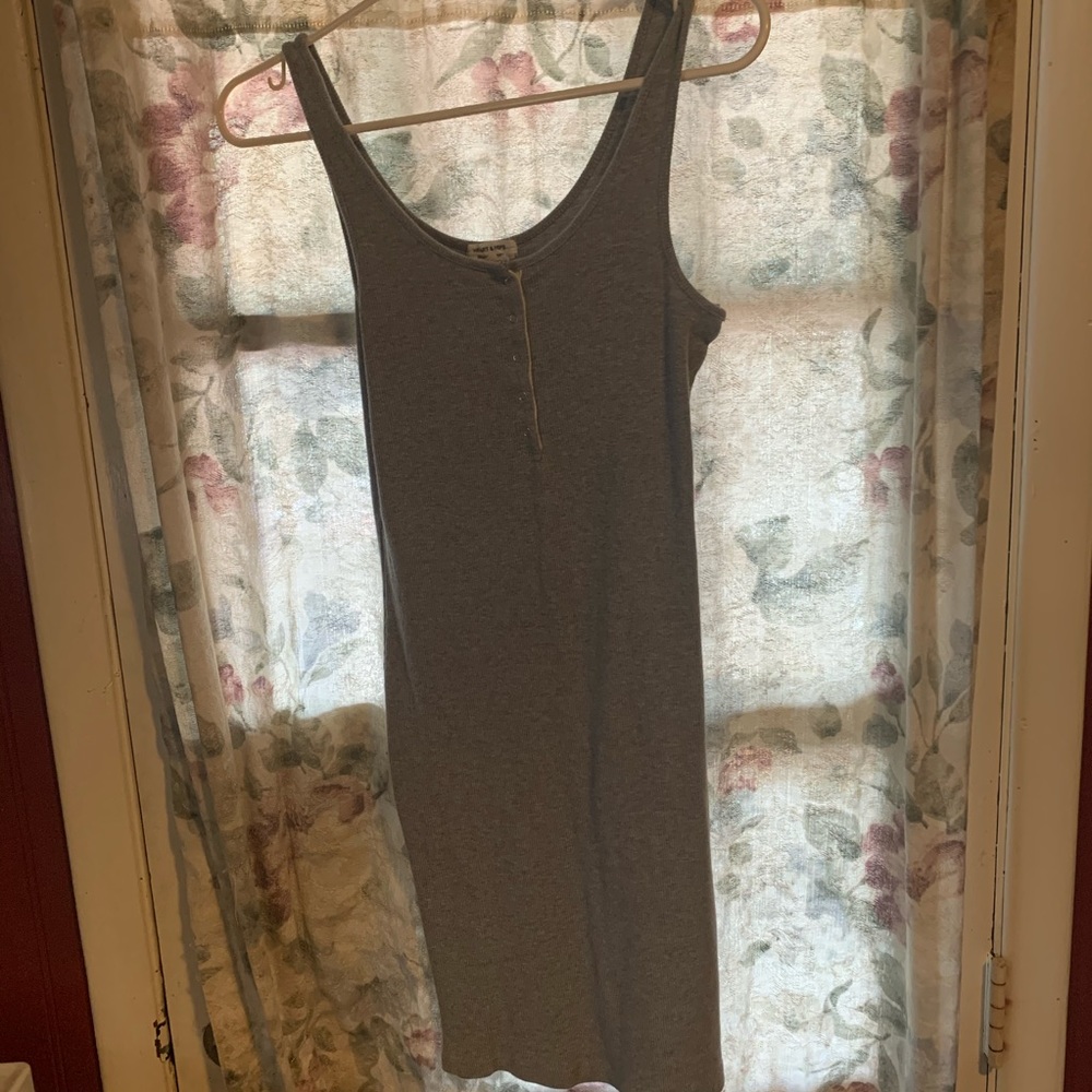 Grey Ribbed Button Dress - Picture 2 of 3